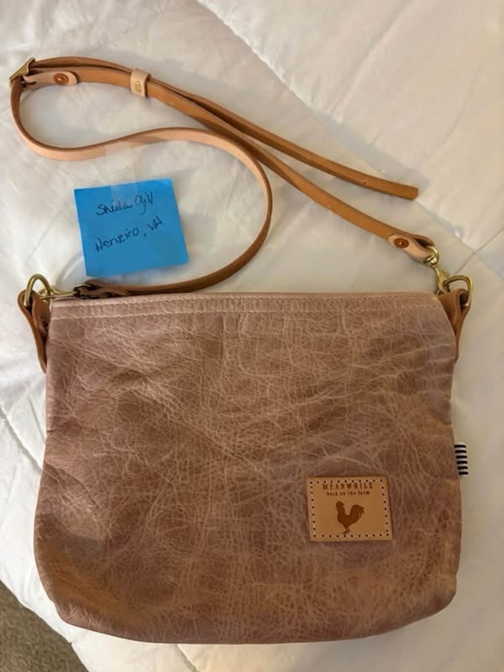 Dusty Rose Leather Sling Crossbody Bag